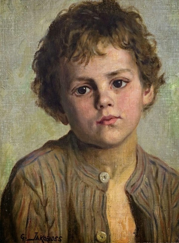 Portrait of a young boy by Georgios Jakobides